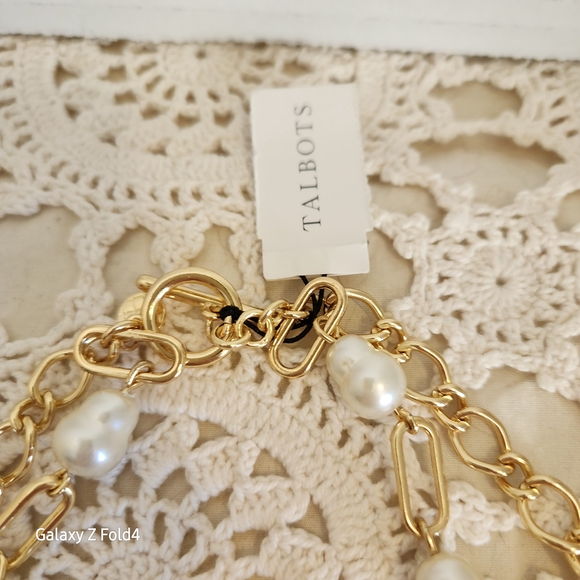 Talbots Gold and Pearl Necklace with Heart Pendant - Picture 3 of 14